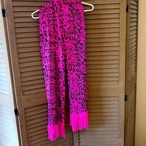 Scarf, hot pink leopard
